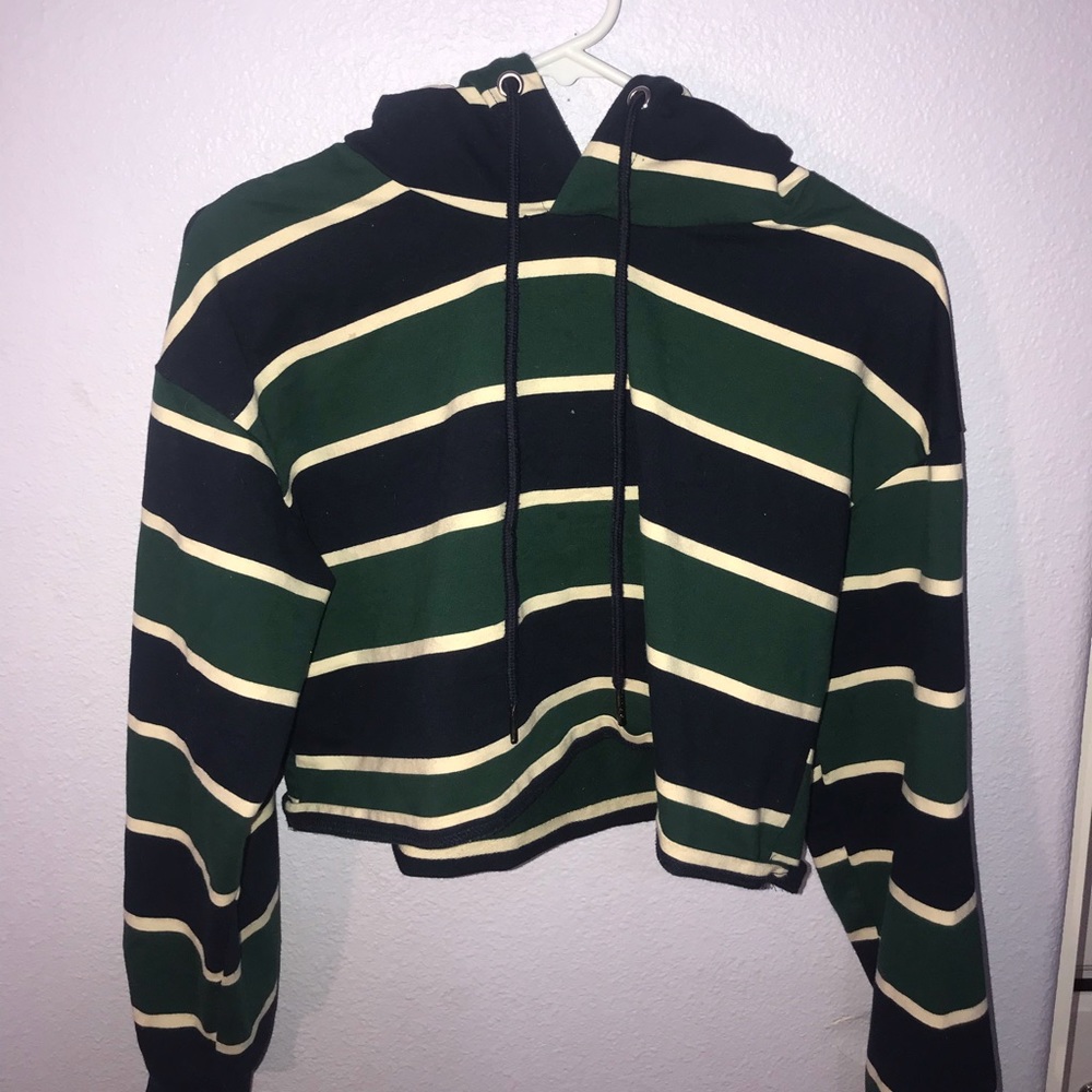 zaful striped cropped hoodie